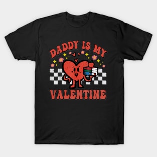 Retro Groovy Daddy is My Valentine Cute Heart Boys Girls T-Shirt